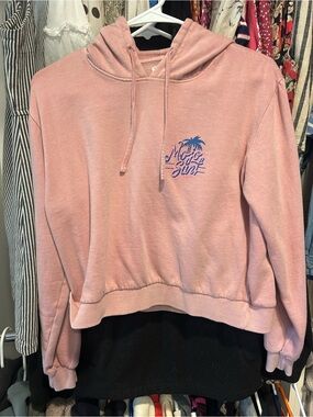 Women's light Pink Mojo Surf Byron Bay Australia cropped hooded sweatshirt
